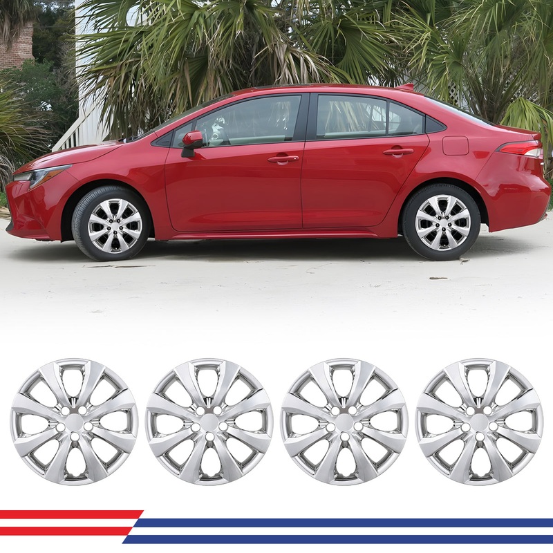 WINJET 16' Hubcaps Wheel Rims Cover for 2009-2024 TOYOTA COROLLA/2009-2014 TOYOTA MATRIX - Chrome