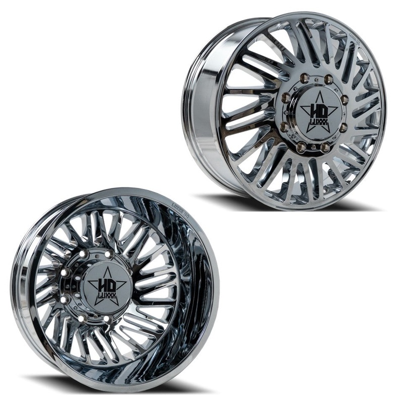 20x8.25 Luxxx LHD19 Chrome 11-UP GM DUALLY Wheels 8x210 Set of 6 (Fits up to 12.50 Tire)