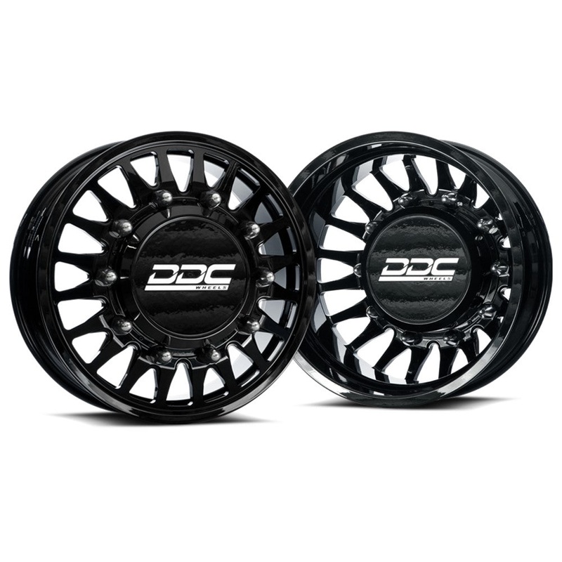 22x8.25 DDC The Spoke Gloss Black 11-UP GM FORGED DUALLY Wheels 8x210 Set of 6 (Lug Nuts Included) Fits UP to 12.50 tire