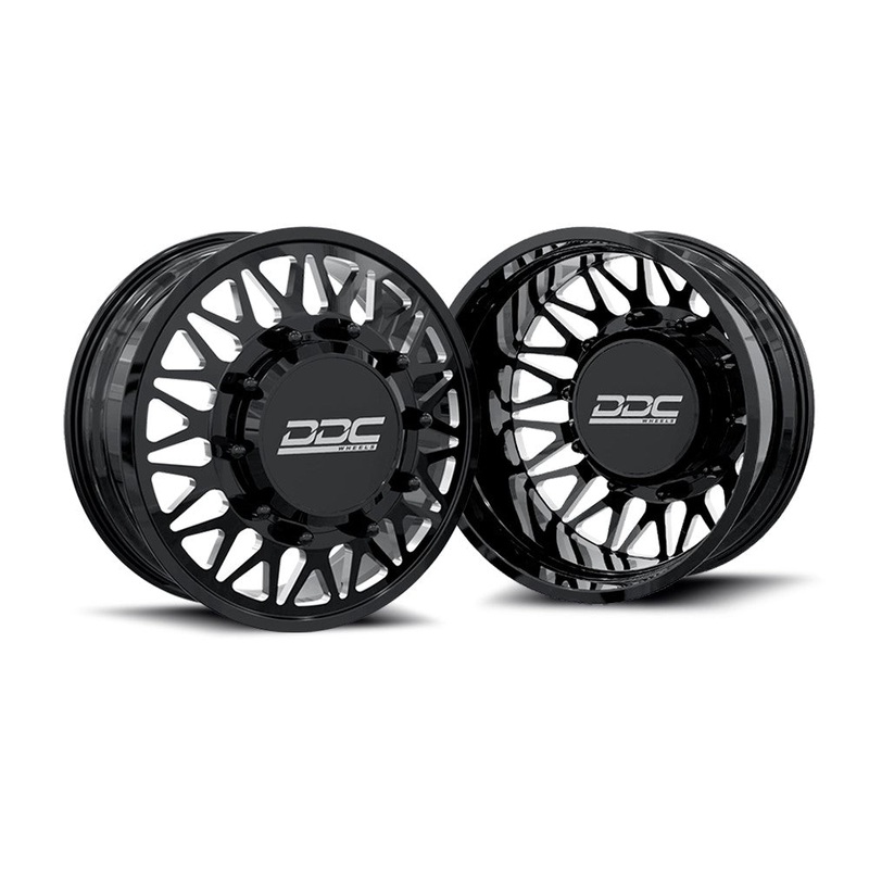 24x8.25 DDC The Mesh Black Milled FORD F-450/F-550 DODGE 4500/5500 FORGED DUALLY Wheels 10x225 Set of 6 (Lug Nuts/Billet Lug Covers Incl) Fits UP to 12.50 tire