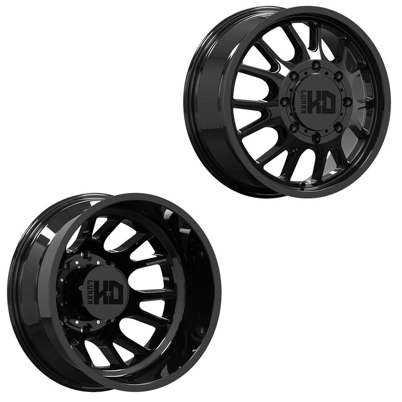 17x6.5 Luxxx LHD37 Golss Blk 05-UP FORD 19-UP DODGE DUALLY Wheels 8x200 Set of 4 (Fits Stock Tire Sizing)