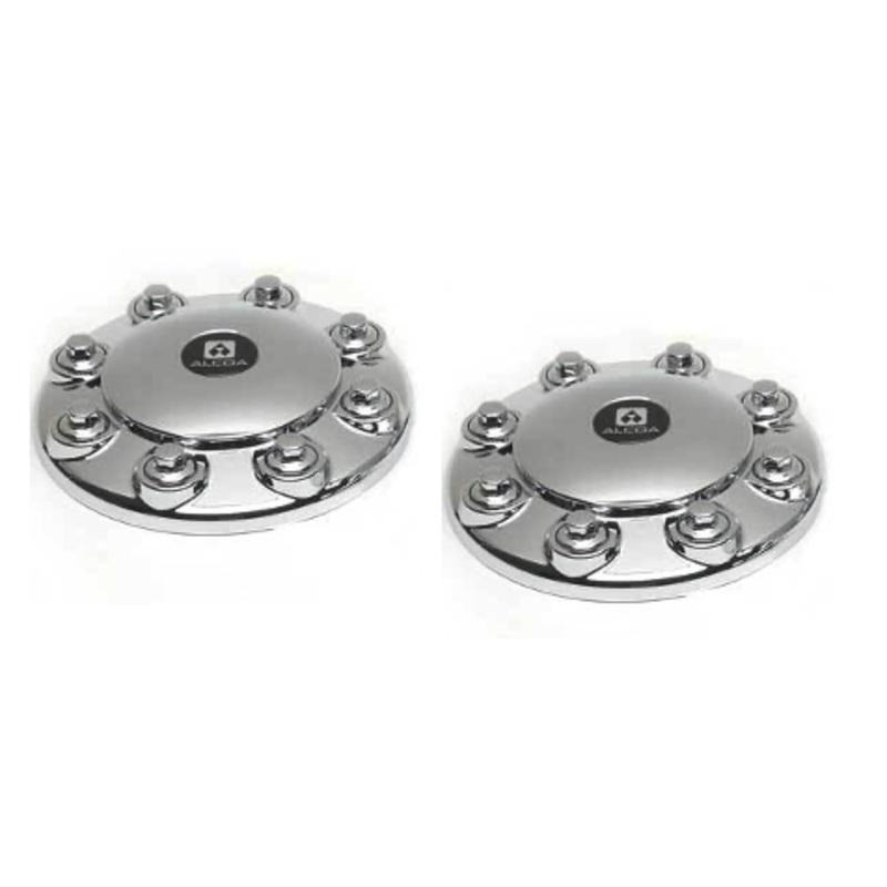 Pair of 2 Alcoa Front Chrome Plastic Cover Kit (8 on 275mm, 33mm Lug Nuts)