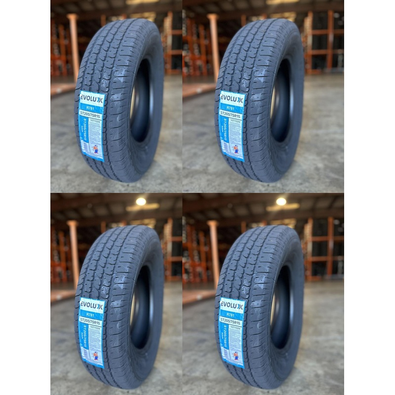 SET OF 4 EVOLUXX ST205/75R15 Trailer Tires Premium 8PR Load Range D