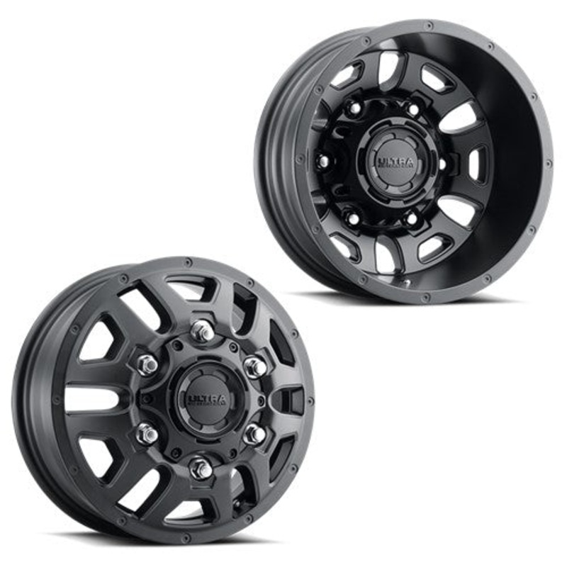 16x6 Ultra 003SB Hunter Satin Black SPRINTER DUALLY Wheels 6x205 Set of 4 (Fits Stock Tire Sizing)