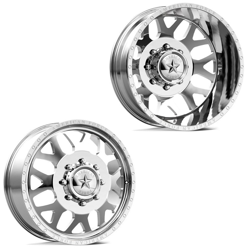 20x8.25 American Force DB03 Payload Polished PRE-11 GM DUALLY Wheels 8x6.5 Set of 6 (Fits UP to 12.50 tire)