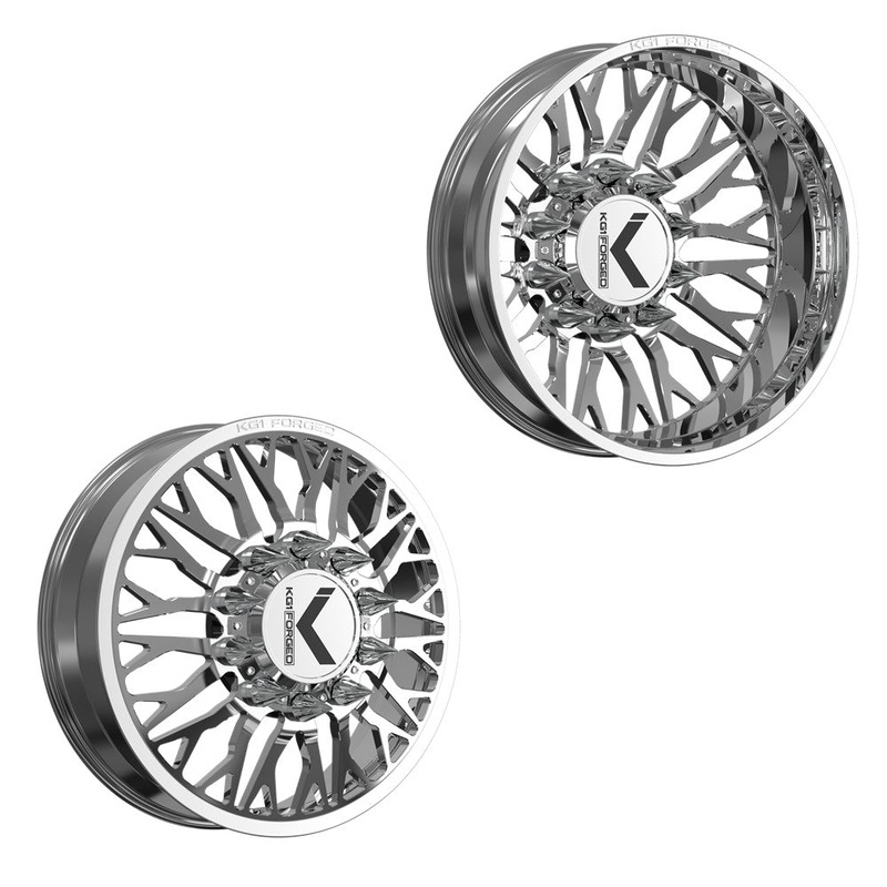 22x8.25 KG1 Forged KD081 Buckler Polished 11-UP GM DUALLY Wheels 8x210 Set of 6 (Lug Nuts/Adapters Included) Fits up to 13.50 tire