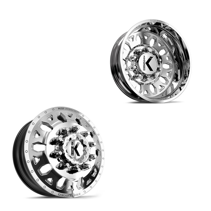24x8.25 KG1 Forged KD002 Honor Polished 19-UP DODGE Wheels 8x200 Set of 6 (Lug Nuts/Adapters Included) Fits UP to 13.50 tire