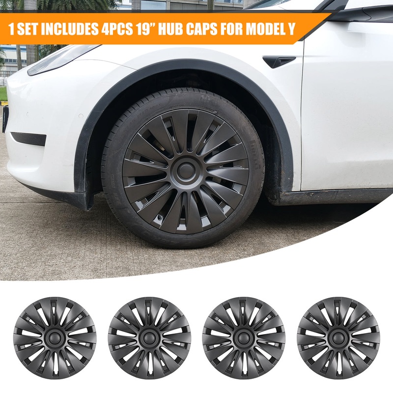 WINJET 19' Hubcaps Wheel Rims Cover for 2020-2024 Tesla Model Y  - Dark Grey