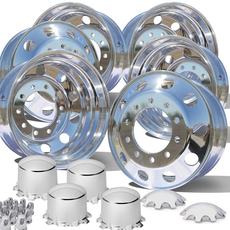 24.5 Alcoa Evo Dura Bright Polished 6 Wheel Tandem Kit