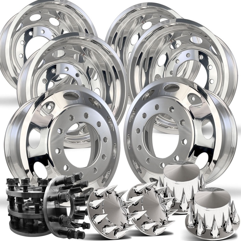 24 Forged Oval-Hole Wheel & Steel Adapter Kit  Fits 19841997 Ford F-350 Dually (6-Wheel Set with Cap Options)