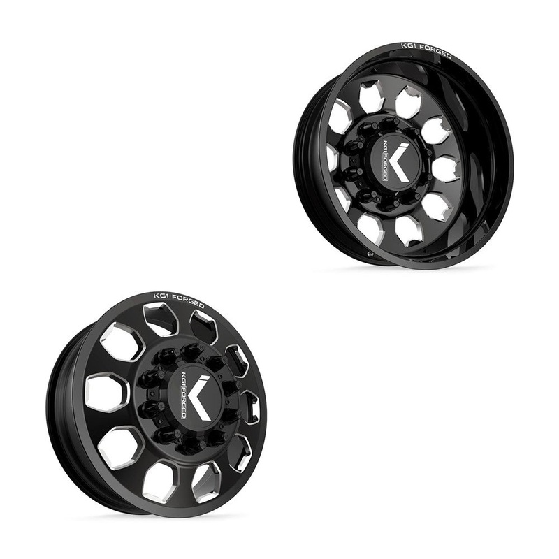26x8.25 KG1 Forged KD003 Sarge Gloss Black Premium Milled 19-UP DODGE Wheels 8x200 Set of 6 (Lug Nuts/Adapters Included) Fits UP to 13.50 tire