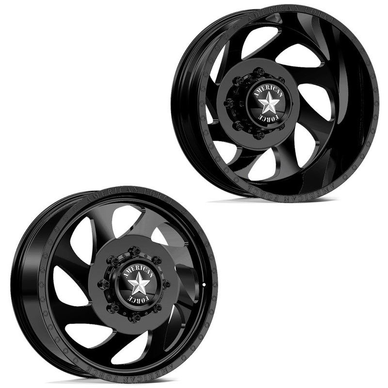 20x8.25 American Force DB05 Slab Black PRE-19 DODGE DUALLY Wheels 8x6.5 Set of 6 (Fits up to 12.50 tire)
