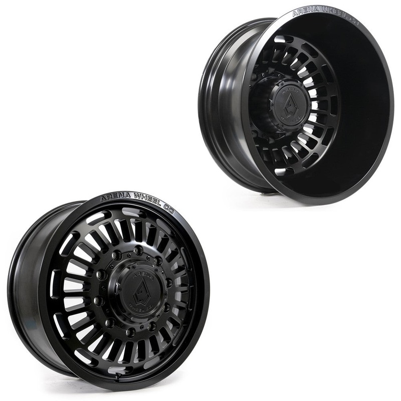 22x8.25 Arena A115 Tactic Satin Black 11-UP GM DUALLY Wheels 8x210 Set of 6 (Fits UP to 12.50 tire)
