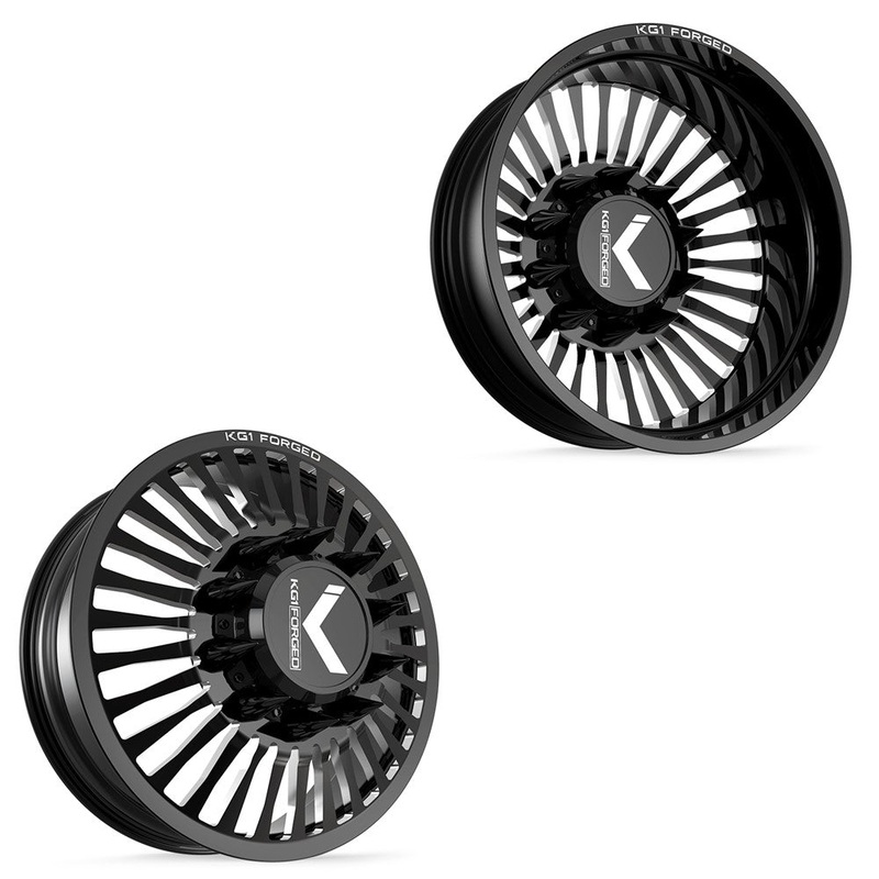 22x8.25 KG1 Forged KD051 Vegas Gloss Black Premium Milled PRE-11 GM PRE-19 DODGE DUALLY Wheels 8x6.5 Set of 6 (Lug Nuts/Adapters Included) Fits UP to 13.50 tire