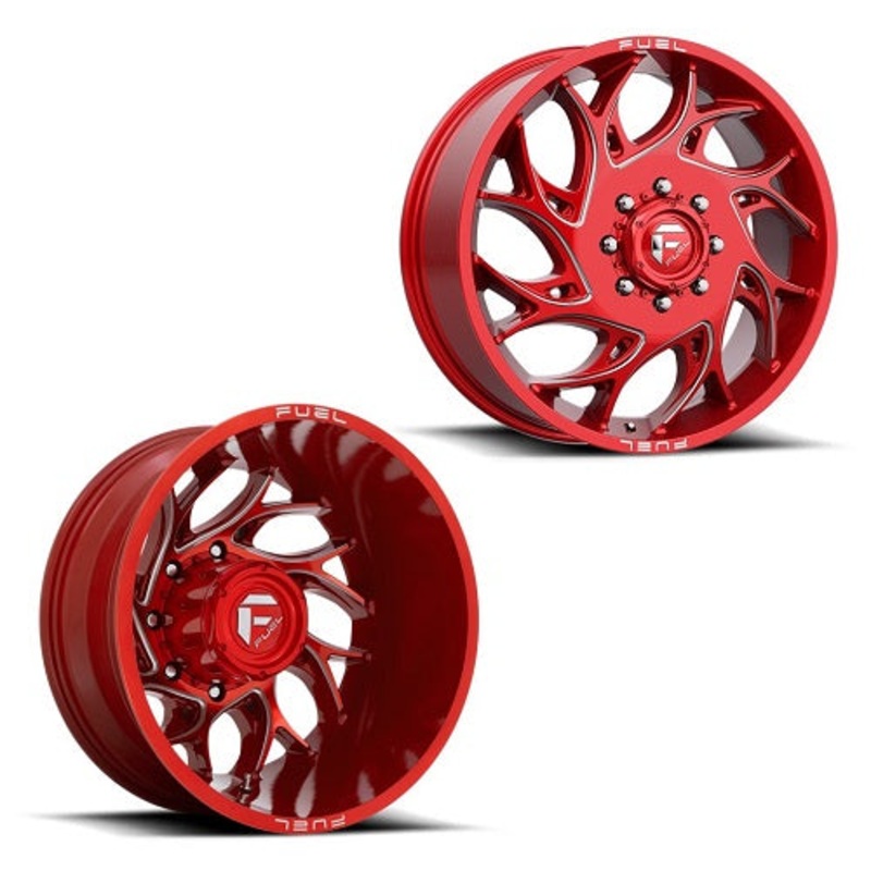 20x8.25 D742 Fuel Runner Red Milled PRE-11 GM DUALLY Wheels 8x6.5 Set of 6 (Fits UP to 12.50 tire)