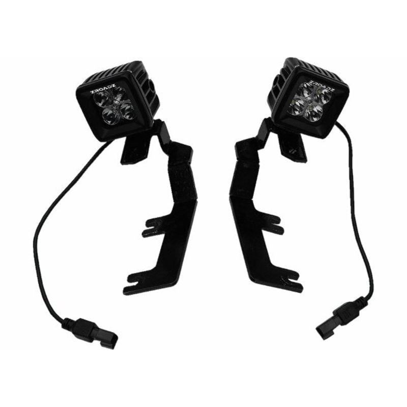 ZROADZ Ditch Hood Hinge LED Kit - Compatible w/ 2016-2022 Toyota Tacoma - Incl. (2) 3 Inch LED Pod Lights - Mild Steel Gloss Black Finish - Bolt-On Easy Installation - PN #Z369401-KIT2