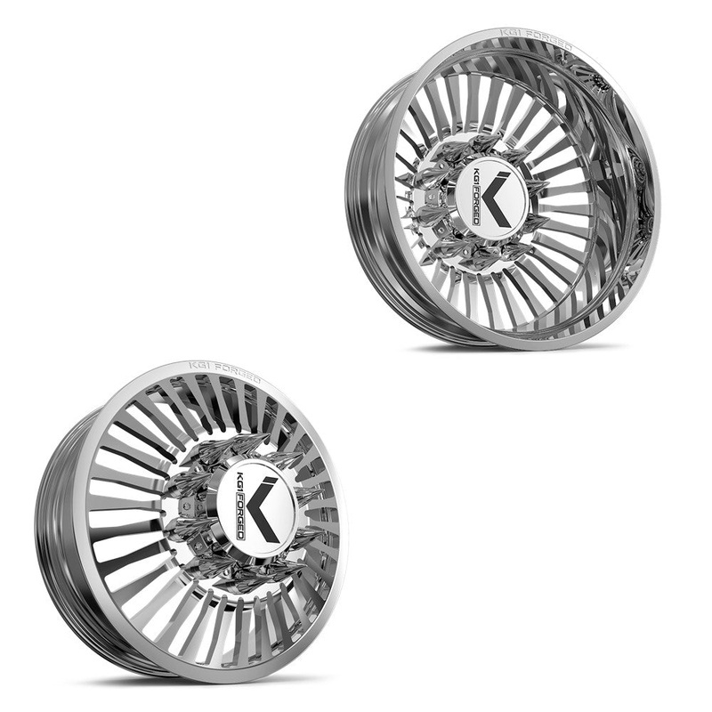22x8.25 KG1 Forged KD051 Vegas Polished 11-UP GM DUALLY Wheels 8x210 Set of 6 (Lug Nuts/Adapters Included) Fits UP to 13.50 tire