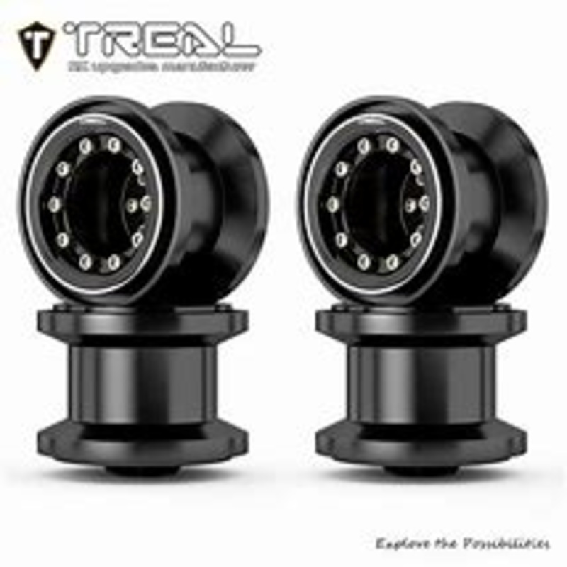 Treal Hobby 7075 Aluminum Beadlock Wheels for Traxxas TRX-4MT (Black/Red) (4)