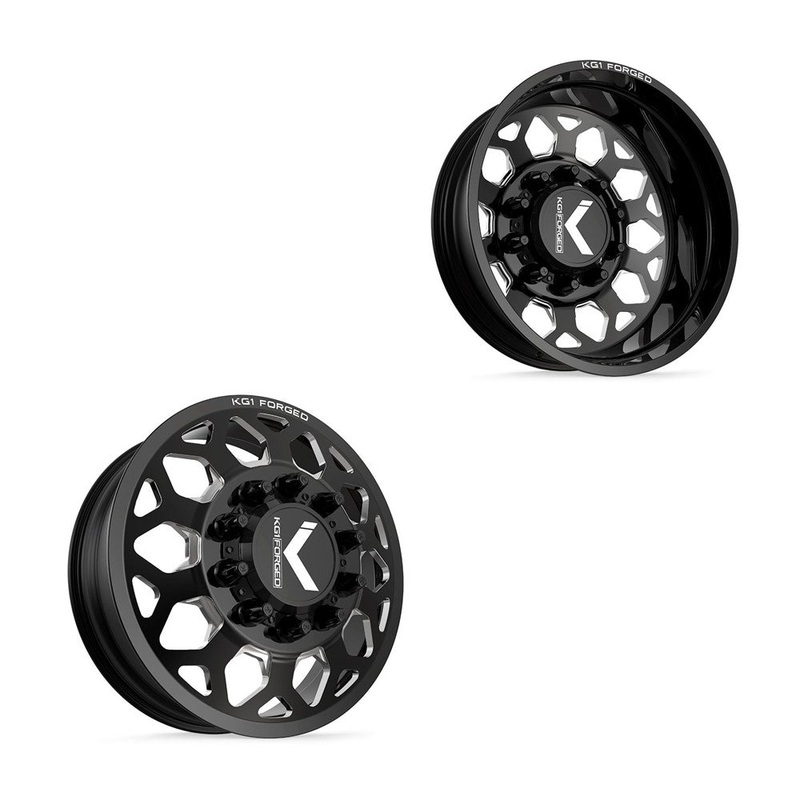 22x8.25 KG1 Forged KD006 Blitz Black Milled 99-04 FORD DUALLY Wheel 8x170 Set of 6 (Lug Nuts/Adapters Included) Fits UP to 13.50 tire