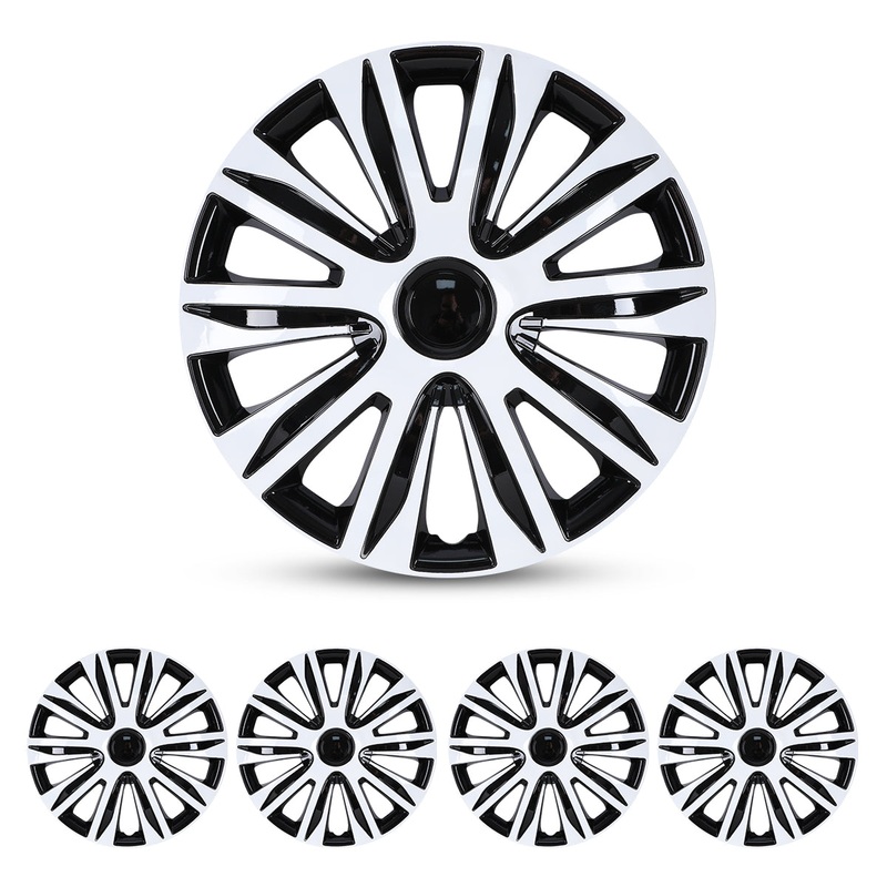 WINJET 17 inch Hubcaps Wheel Covers 5083 - Black & White Lacquer