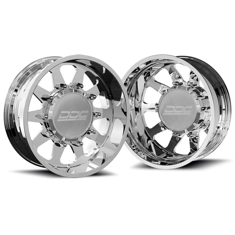 24x8.25 DDC The Ten Polished FORD F-450/F-550 DODGE 4500/5500 FORGED DUALLY Wheels 10x225 Set of 6 (Lug Nuts/Billet Lug Covers Incl) Fits UP to 12.50 tire