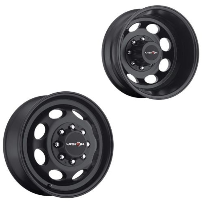 19.5x6.75 Vision 181NR Hauler Dually Matt Blk PRE-19 DODGE Wheels 8x6.5 Set of 6 (Fits Stock Tire Sizing)