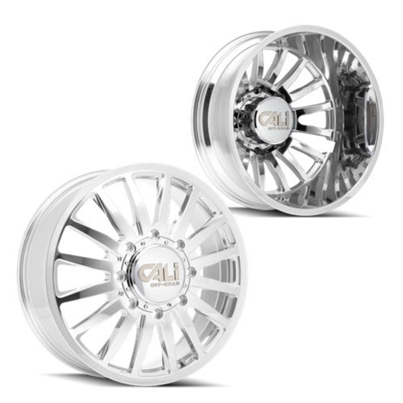 22x8.25 CALI Summit 9110D Polish/Milled 05-UP FORD 19-UP DODGE DUALLY Wheels 8x200 Set of 6 (Fits UP to 12.50 tire)