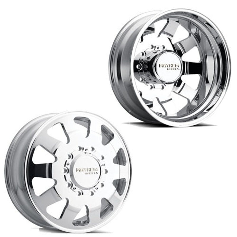 22x8.25 Mayhem 8181 Challenger Polished BIG RIG Wheels (No Caps) 10x285 Set of 6 (Fits UP to 12.50 tire)