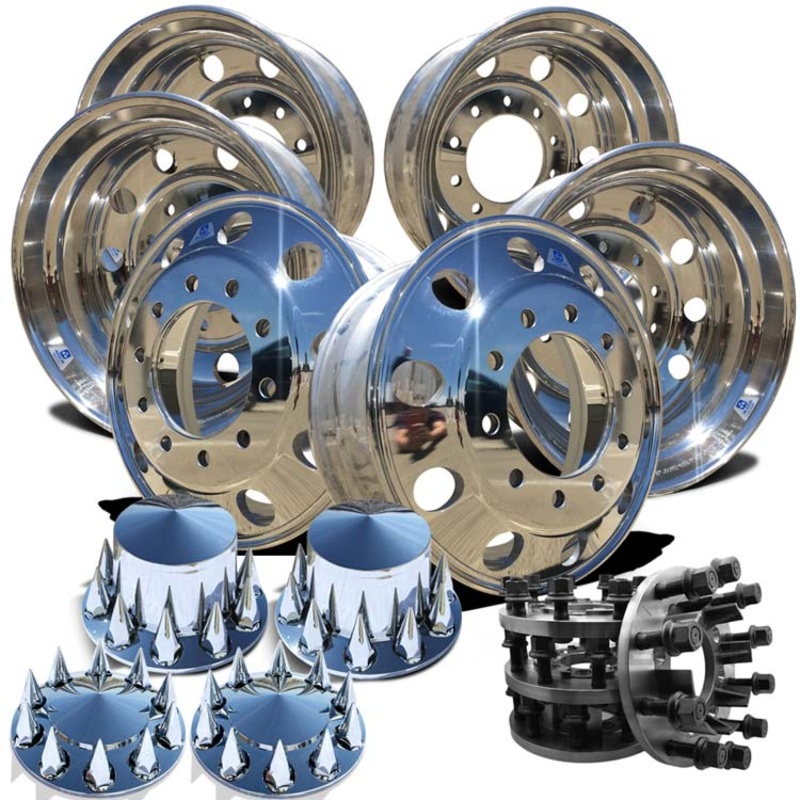 Alcoa 22.5 Wheels w/ 8 to 10 lug Adapter Kit (Ford F350 DRW 2005-Present)