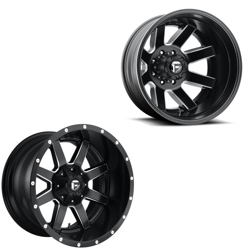 17x9 Fuel D538 Maverick Matte Black Milled PRE-11 GM PRE-19 DODGE PRE-99 FORD DUALLY SUPER SINGLE Wheels 8x6.5 Set of 4 (Fits Stock Tire Sizing)