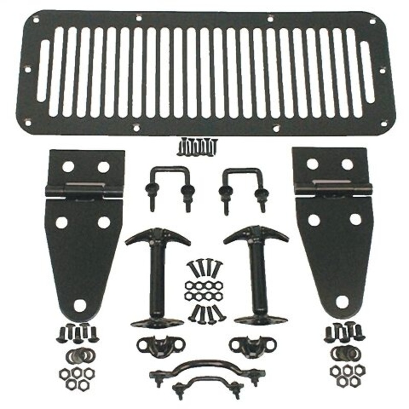 Rugged Ridge | Hood Kit, Black | 11201.01 | Compatible with Jeep CJ;  Jeep Wrangler YJ 1987-1995