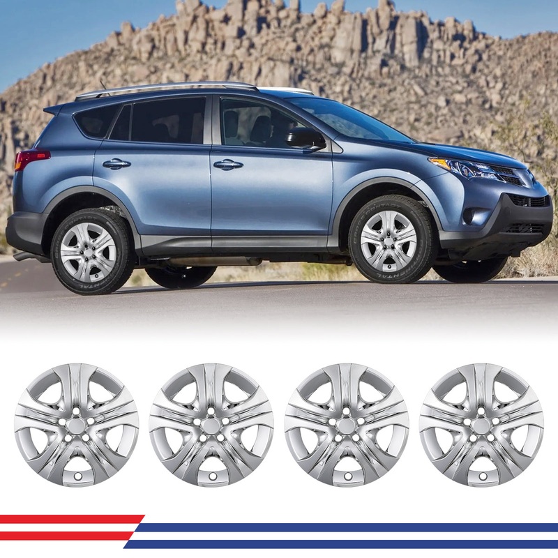 WINJET 17' Hubcaps Wheel Rims Cover for 2013-2018 TOYOTA RAV4 - Chrome