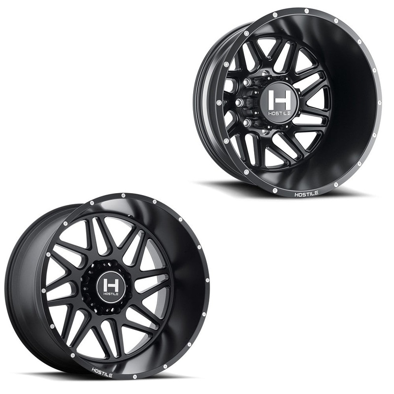20x10 Hostile H401 Sprocket Asphalt (Matte Black) PRE-11 GM PRE-19 DODGE DUALLY SUPER SINGLE Wheels 8x6.5 Set of 6 (Fits up to 12.50 tire)