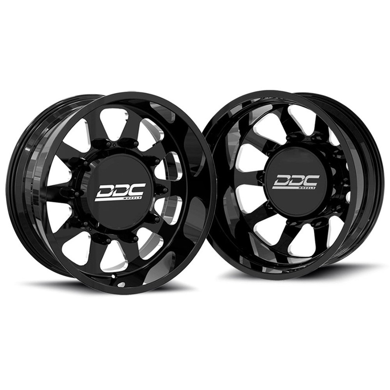 20x8.25 DDC The Ten Black Milled PRE-11 GM PRE-19 DODGE PRE-99 FORD FORGED DUALLY Wheels 8x6.5 Set of 6 (Lug Nuts/Billet Lug Covers Incl) Fits UP to 12.50 tire