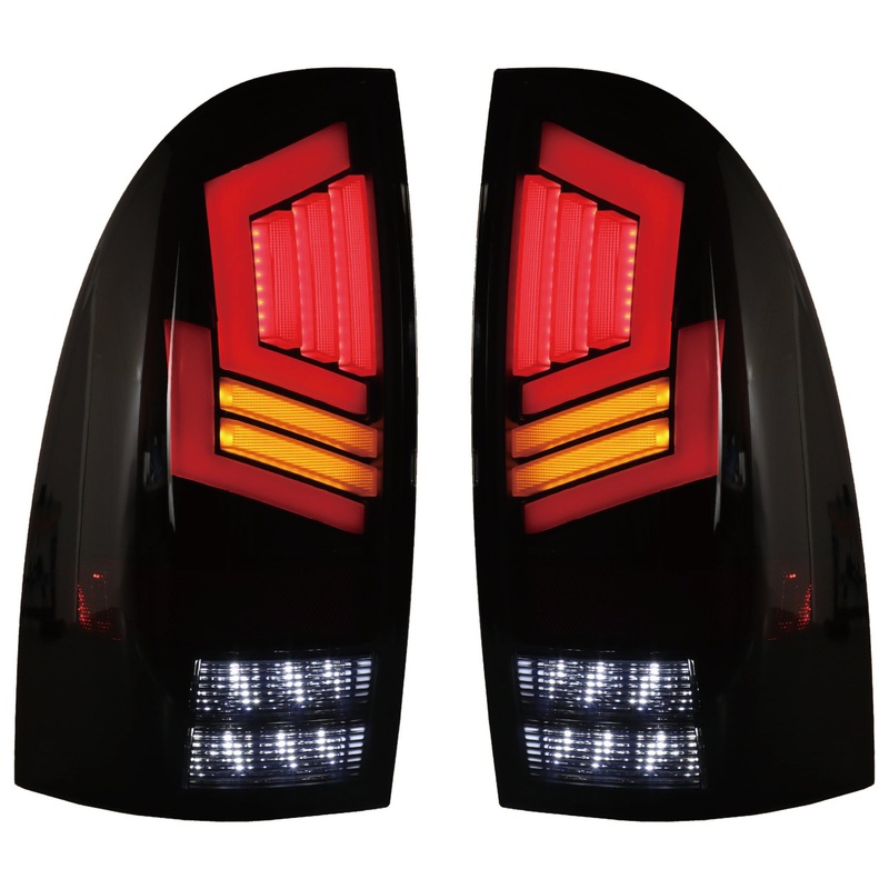 For 2005-2015 Toyota Tacoma Tail Lights LED Tail Lights - Matte Black/Clear