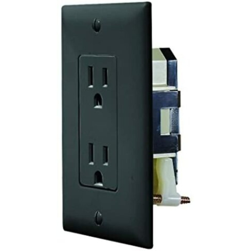 RV Designer Collection S817 Dual Outlet W/Cover Plate Black