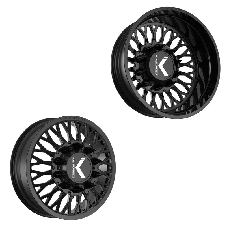 22x8.25 KG1 Forged KD049 Jacked-D Gloss Black FORD F-450/F-550 DODGE 4500/5500 DUALLY Wheels 10x225 Set of 6 (Lug Nuts/Adapters Included) Fits UP to 13.50 tire