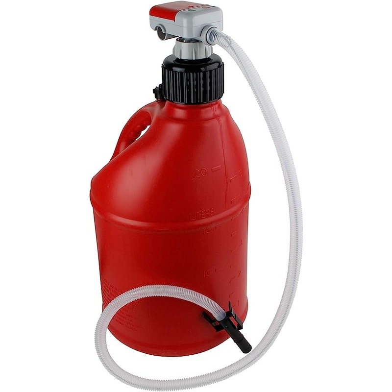 Tera Pump - Racing Fuel Transfer Pump, Various Gas Can Fittings, Racing Fuel Cell Jug Adapter & Advanced Auto-Stop Sensor, Flexible Intake/Discharge Hose (2.4-GPM) TRFA01-XL