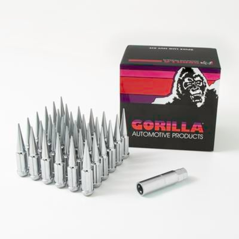 14x1.5 Gorilla Automotive Chrome Spike 32 Lug Kit With Key