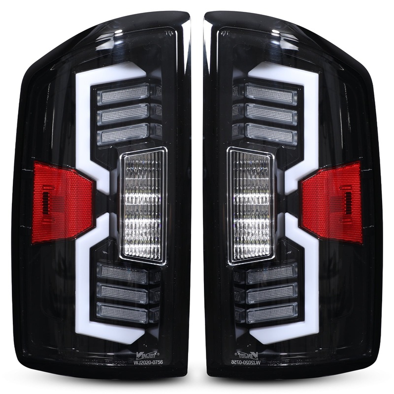 For 2006-2009 Dodge Ram 1500 2500 3500 LED Sequential Taillights - Gloss Black / Clear