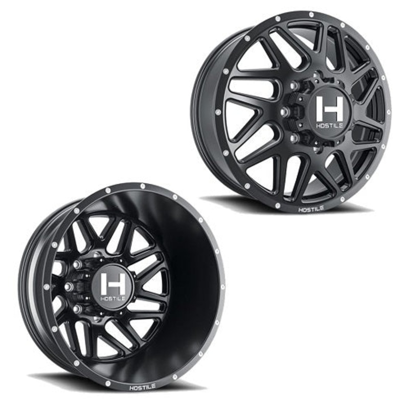 20x8.25 Hostile H401 Sprocket 05-UP FORD 19-UP DODGE DUALLY Wheel 8x200 Set of 6 (Fits UP to 12.50 tire)
