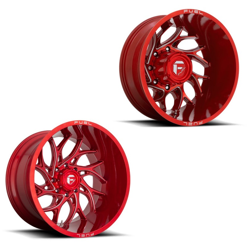 20x9 Fuel D742 Runner Candy Red Milled 19-UP DODGE DUALLY SUPER SINGLE Wheels 8 Lug Set of 6 (Fits UP to 12.50 tire)