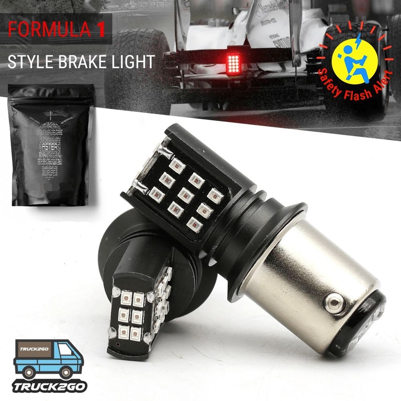 SYNETICUSA 1157 F1 Style Flashing Brake 2016-Chip 24 LED Light Bulbs (Red)