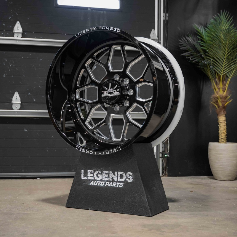 24x14 Liberty Forged LBTY03 - 8x170 Lug Pattern - Black and Milled (Set of 4)