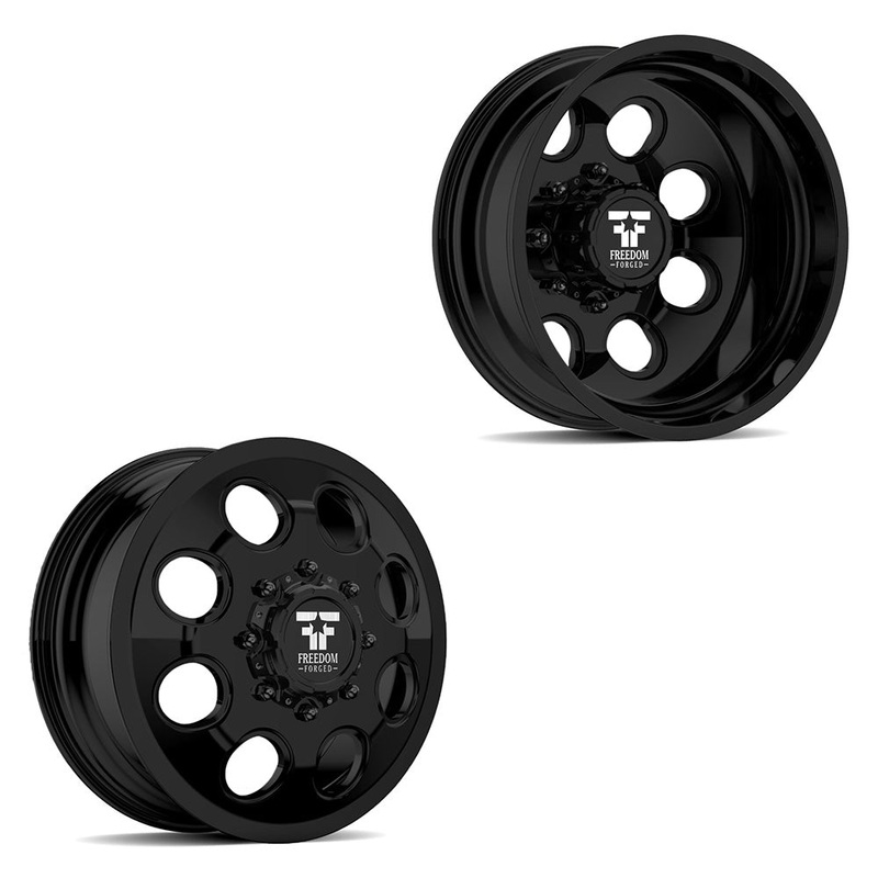 22x8.25 Freedom Forged FF01 Founder Satin Black PRE-11 GM PRE-19 DODGE DUALLY Wheels 8x6.5 Set of 6 (Fits UP to 12.50 tire)