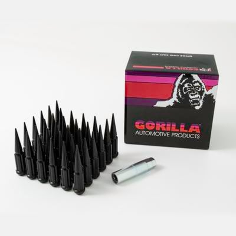 14x2 Gorilla Automotive Black Spike 32 Lug Kit With Key