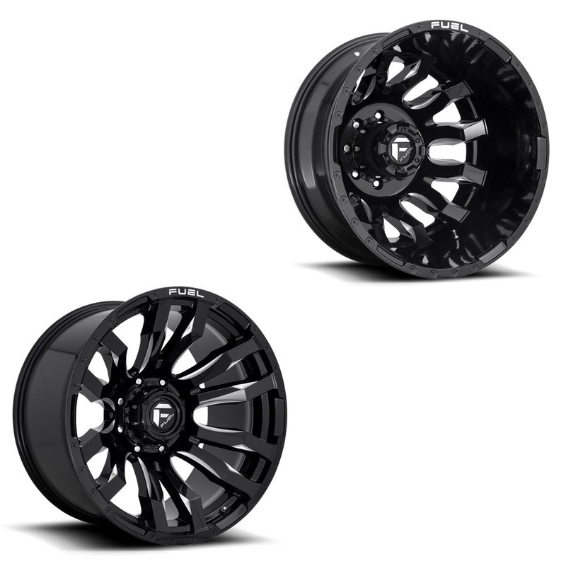 20x10 Fuel D673 Blitz Gloss Black Milled 19-UP DODGE DUALLY SUPER SINGLE Wheels 8 Lug Set of 6 (Fits UP to 12.50 tire)