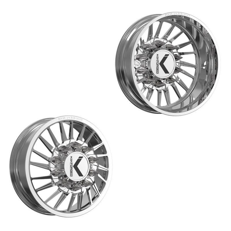 22x8.25 KG1 Forged KD038 Javelin Polished FORD/DODGE DIRECTIONAL DUALLY Wheels 10x225 Set of 6 (Fits up to 12.50 tire)