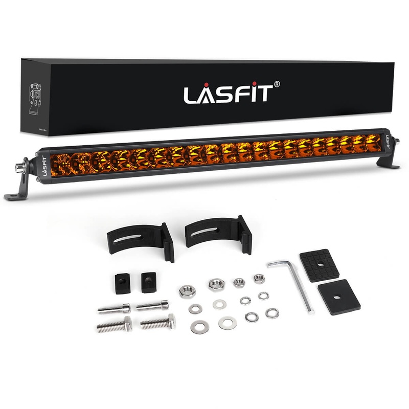 Lasfit 22" Off-Road LED Amber Light Bar With Slim Single Row Combo Flood Spot Design | Bumper Grille Mount