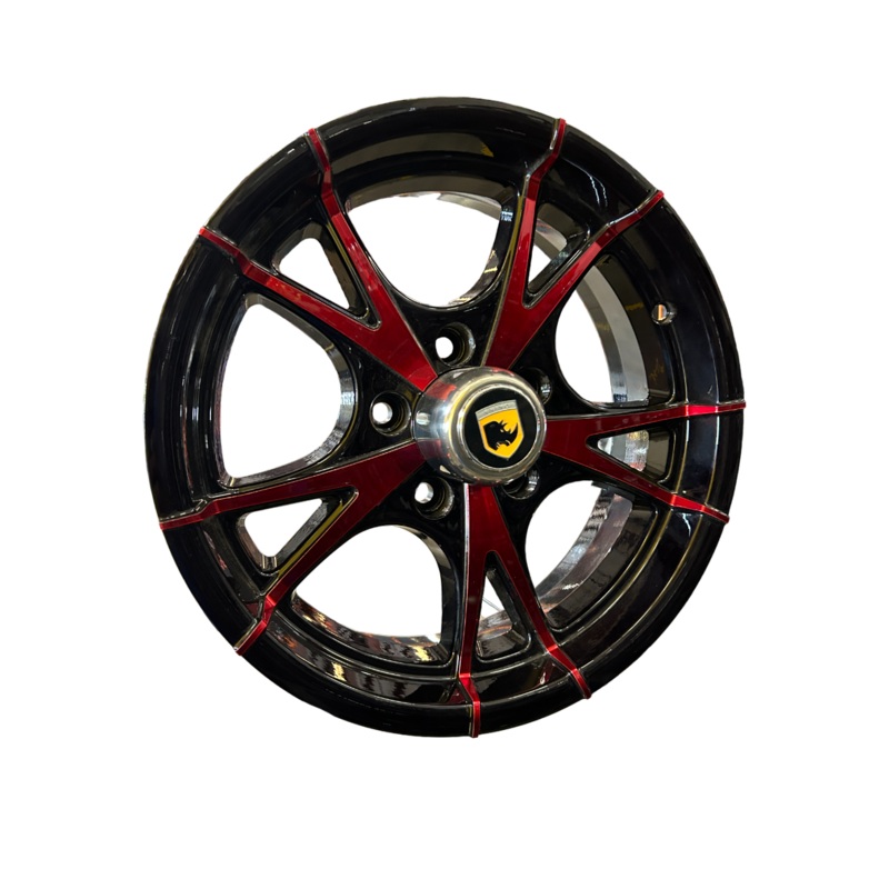 RHINO ALUMINUM TRAILER RV WHEEL CW515 15X5, 5X4.5 5 LUG BLACK & RED FACE
